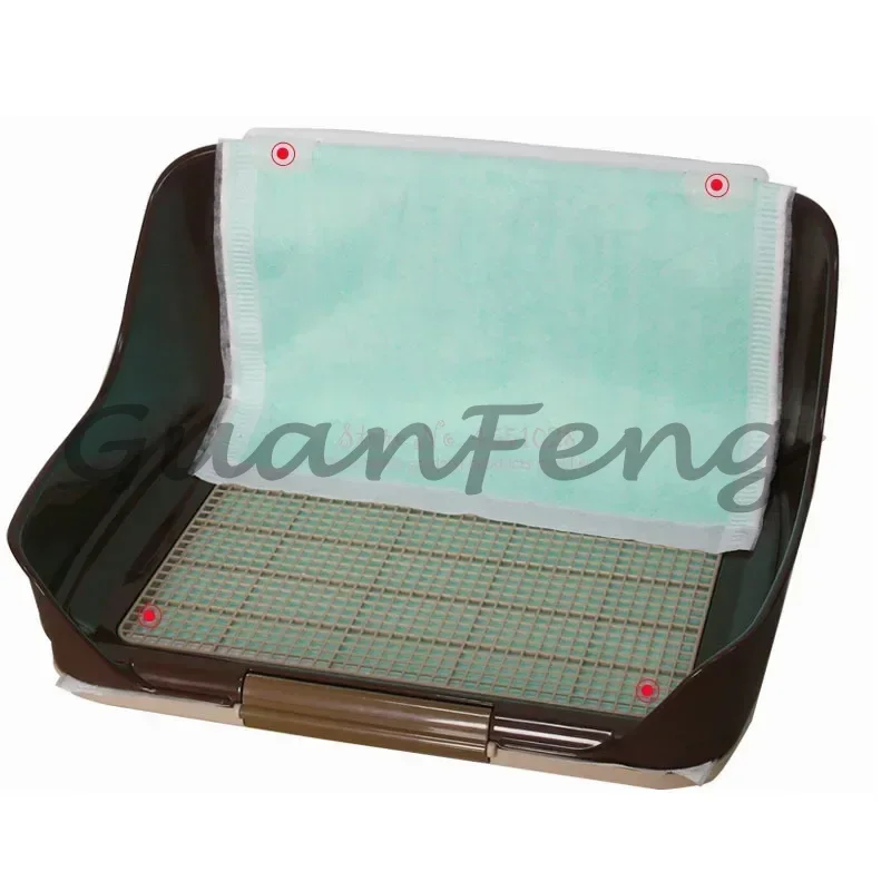 Indoor Resin Potty Training Tray for Male and Boy Puppies with Diaper Pee Post Protection Wall No-Torn Toilet Pad Included
