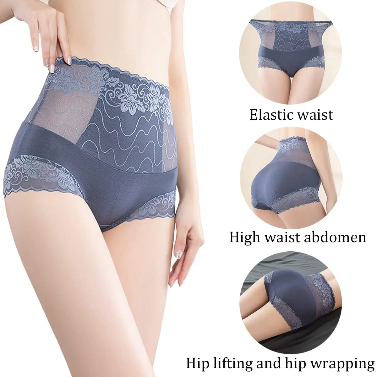 3 шт., женское сексуальное кружевное хипстерское нижнее белье, хлопковые трусики с высокой талией для женщин, бесшовные женские трусы без маффинов