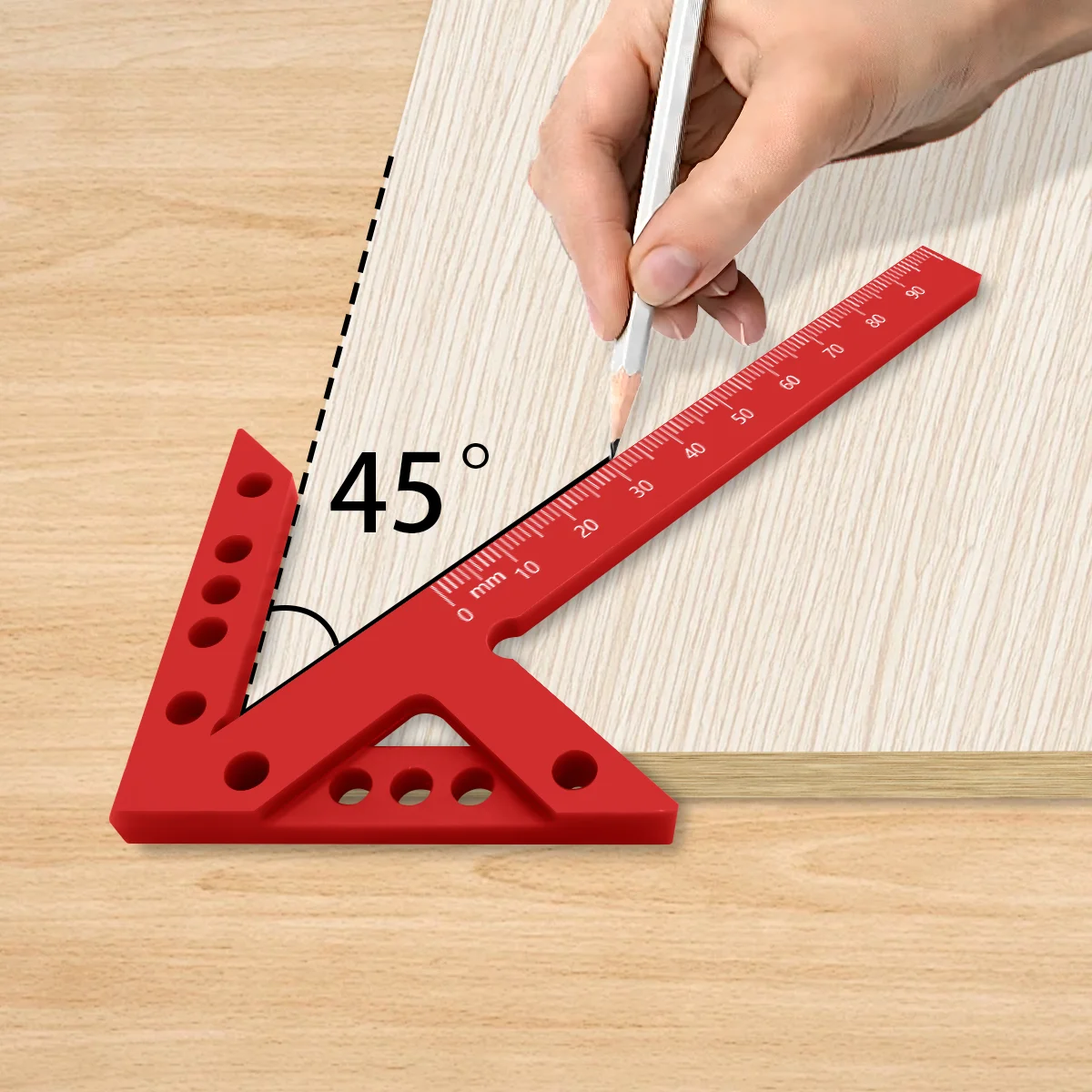 45/90° Angle Marking Ruler, Precision Center Finder & Line Gauge, Plastic Aluminum Alloy Woodworking Carpenter Tool