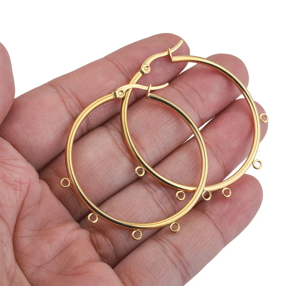 10pcs Classic Round Hoop Earring with 3/5 Loops Gold Plated Leverback Ear Wire Hooks for DIY Earring Making