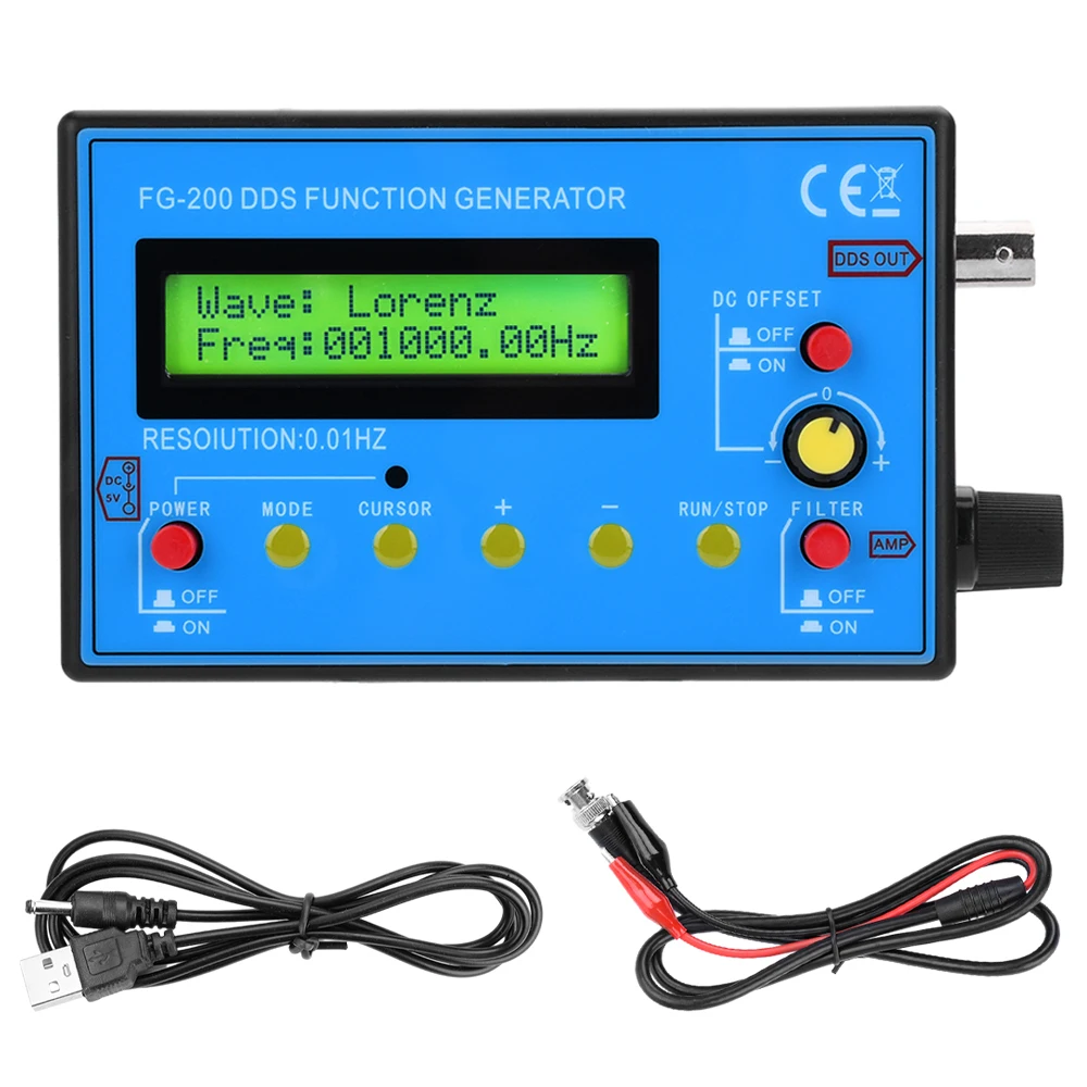 FG-200 DDS Function Signal Generator Frequency Counter 0.01Hz-500KHz Signal Source Module Sine+Square+Triangle+Sawtooth Waveform