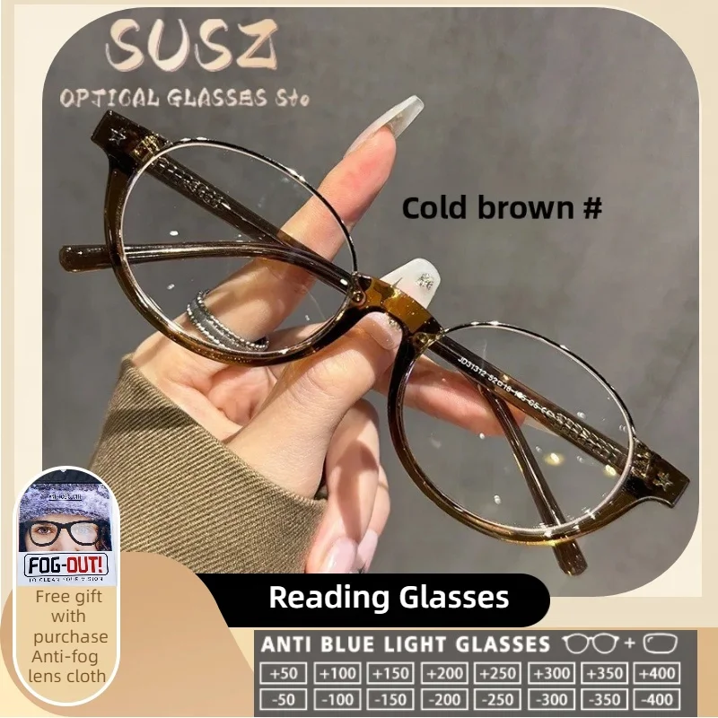 

Очки для чтения SUSZ: высококачественные, модные, овальные, персонализированные, женские, с защитой от синего света, для коррекции близорукости, оптические, по рецепту