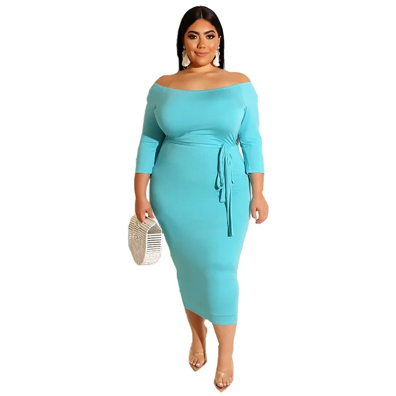 A154- Women's plus size 2025 summer latest solid color one neck dress, fat MM, sexy style, women's jumpsuit, dress