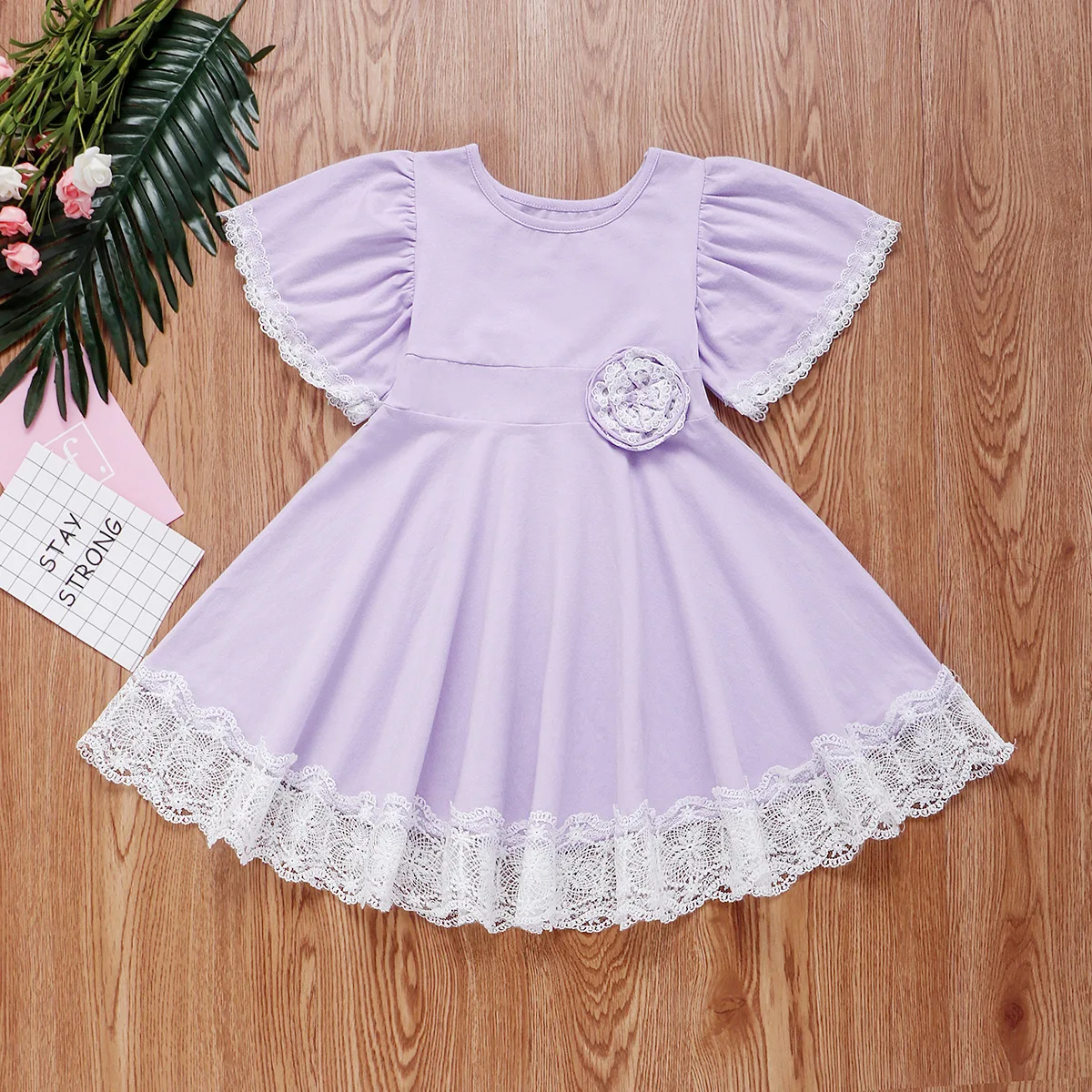 Summer Children's Clothing Dress Girls Short-sleeved Comfortable Princess Dresses Kids Birthday Party Casual Daily Lace Vestidos
