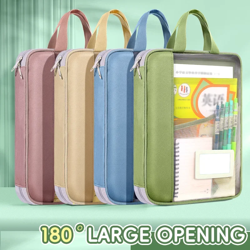 Transparent A4 Zipper File Bag, Large Capacity Mesh Document Storage Pouch Student Exam Paper,Homework Subject Classification