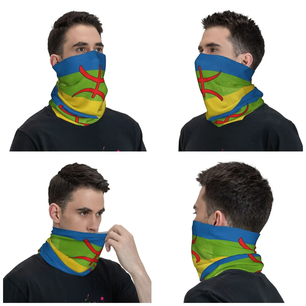 Vintage Amazigh Flag Winter Headband Neck Warmer Women Men Ski Running Tube Scarf Berber Tifinagh Logo Face Bandana Gaiter