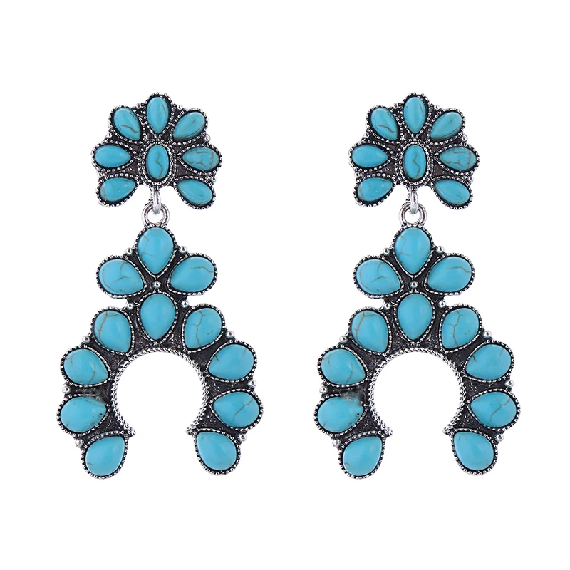 European and American New Creative Earrings Set with Turquoise Party Earrings Versatile and Elegant Ancient Style Earrings