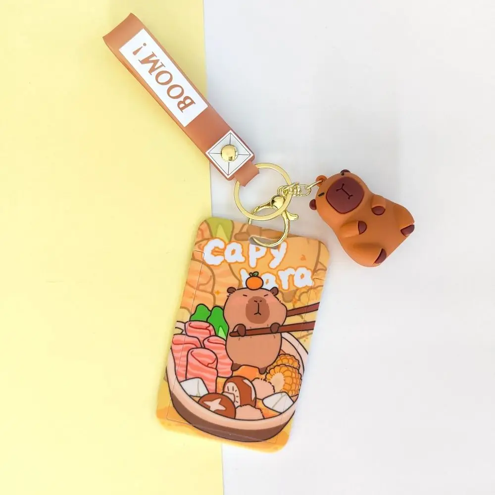 Portatarjetas de dibujos animados de animales Capybara, portatarjetas portátil, lindo soporte para tarjeta fotográfica Capybara, Kawaii Ins, funda para tarjeta de autobús, viaje