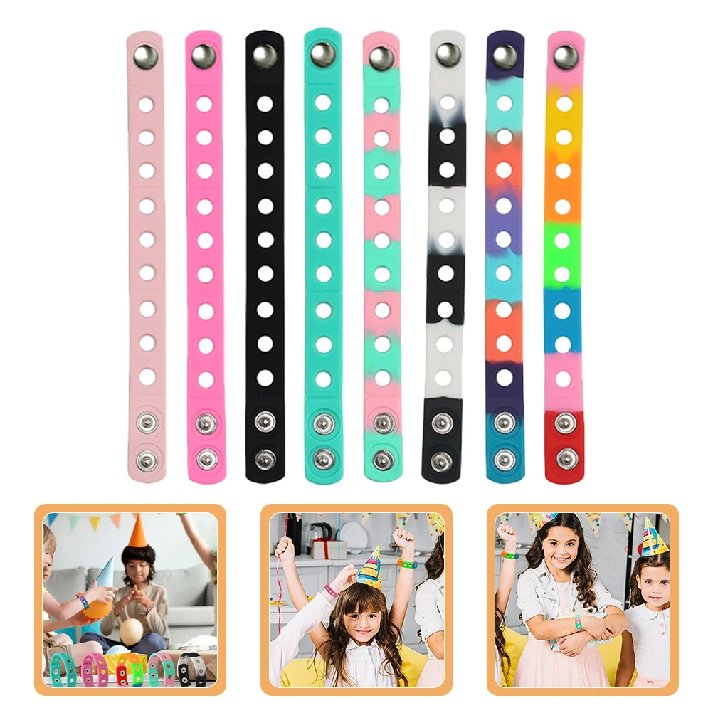 8Pcs Colorful Silicone Bracelets Multi-Function Wristbands for Birthday Celebrations Baby Showers Bracelet Band