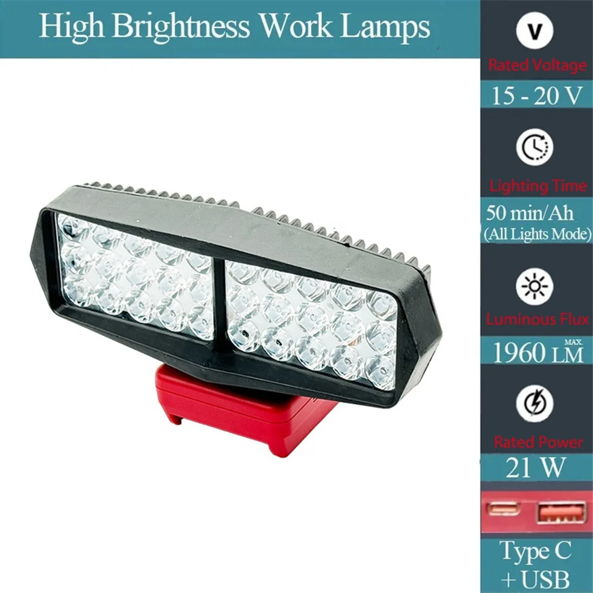 EULM 30 LED ضوء المصباح العمل مصباح يدوي الأضواء USB & Type-C قوة البنك مع حماية الجهد المنخفض لبطارية ميلووكي