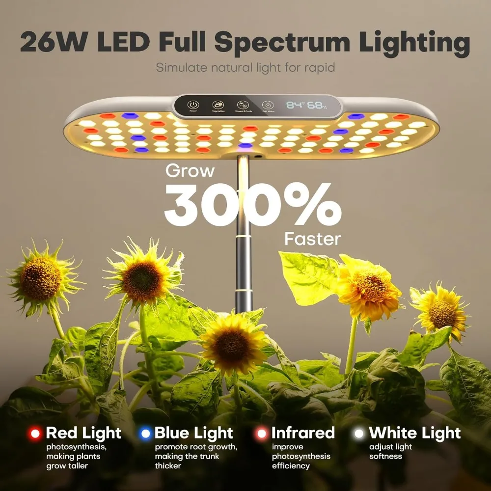 12-Pod Indoor Hydroponic Garden with Full-Spectrum LED, Smart Pump & LCD Display - Grow Herbs, Veggies Year-Round