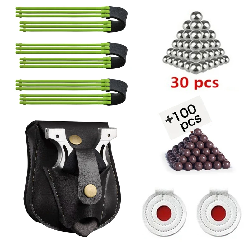 

Тактическая поясная сумка для хранения, кожаная сумка для рогатки, набор плоских резиновых лент, стальная сумка для стрельбы из рогатки