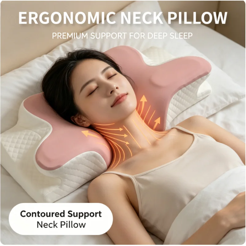 Summer Cooling Memory Foam Pillow Ergonomic Cervical Neck Support Breathable Bed Pillow Pain Relief for Side Back Sleepers