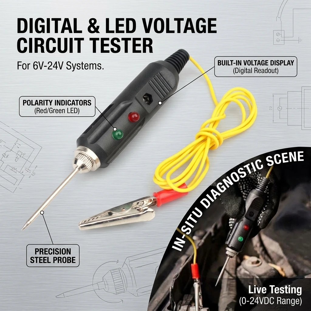 Car Voltage Tester Pen 6V-24V DC, Automotive Circuit Electrical Tester with Test Probe Needle, for Fuse Relay Light Diagnostic