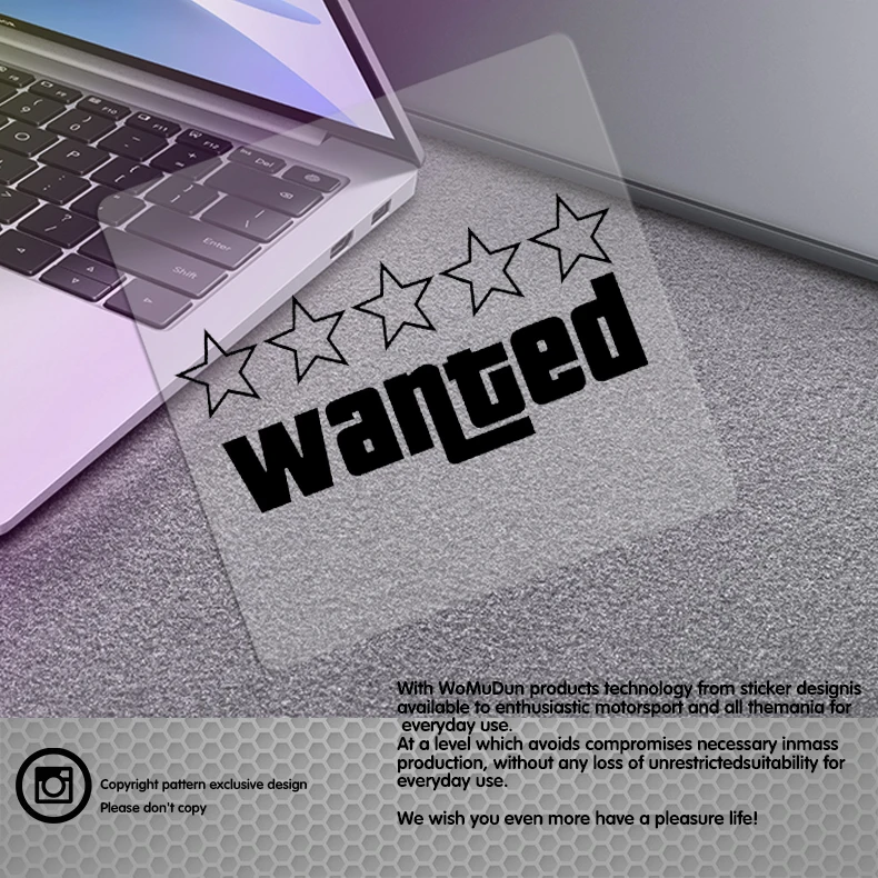 

Wanted Laser Car Funny Stickers Auto Vinyl Film GTA Decals For Car Bumper Windows Motorcycle Laptop Walls Car Accessories