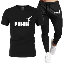 Conjunto de jogging manga curta masculino, conjunto esportivo popular, moda lazer estampado, novo, verão