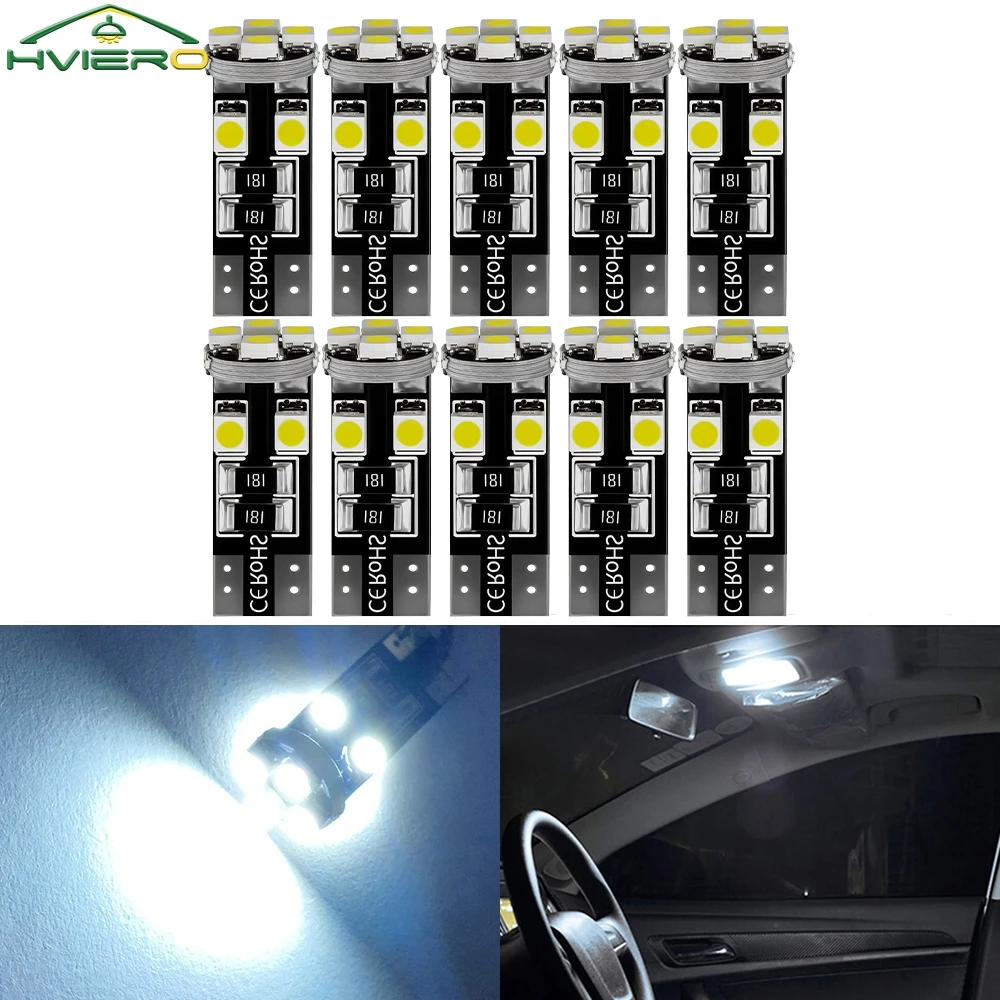 10PCS T10 Auto Led Light Interior Tail Bulb White DC 12V 3528 8SMD Backup Parking Lamp Dome Reading Reverse Superbright Lighting