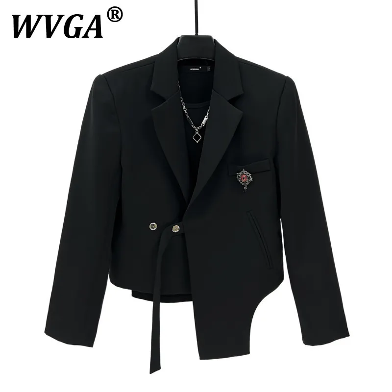 

WVGA Spring Autumn New Men's Tide High Street Trendy Autumn Buckle Short Blazer Niche Irregular Chic Casual Suit-Coats Ins W9814