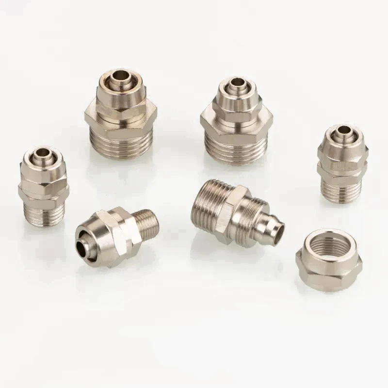 Pneumatic Connector Quick Screw Adapter Copper Nickel Plating PC6 8 10mm Fast Twist Joint Male Thread 1/8 1/4 Hose FIittings