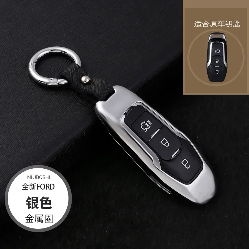 Casing Dompet kunci mobil logam mewah, casing penutup kunci mobil untuk Ford Edge 2013 Mondeo 2016 Explorer
