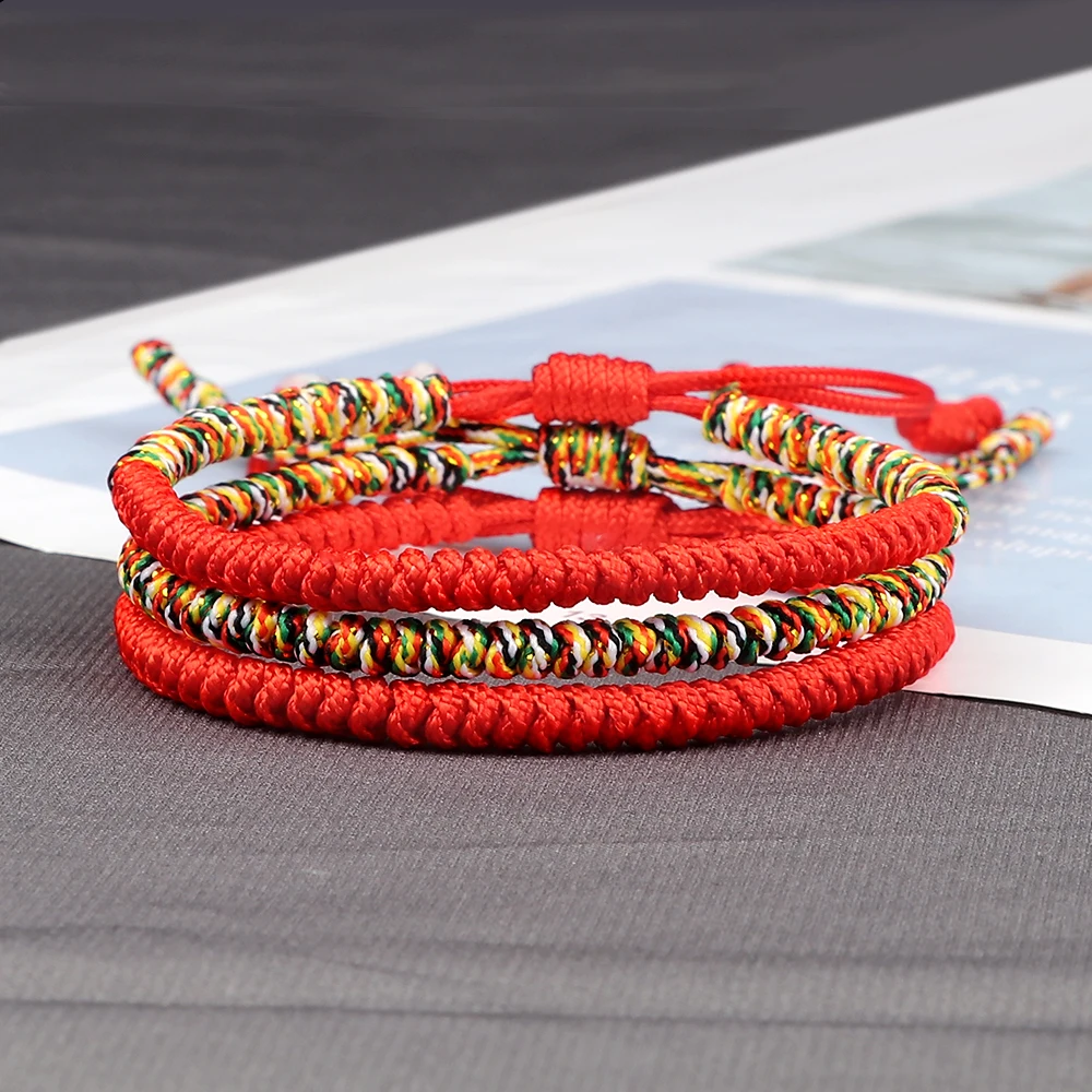 Lucky Rope Bracelets Set Handmade Braided Black Red Thread Bracelet Fashion Tibetan Buddhist Wristband Male Female Jewelry Gifts