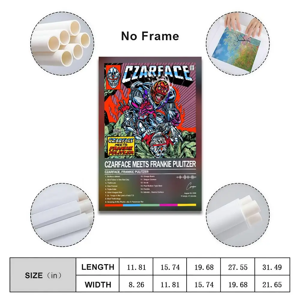 Poster Peelable Self-Adhesive Album Cover Poster Stickers, Frameless Wall Art for Singer Band Pop Rap Bedroom C-Czarface