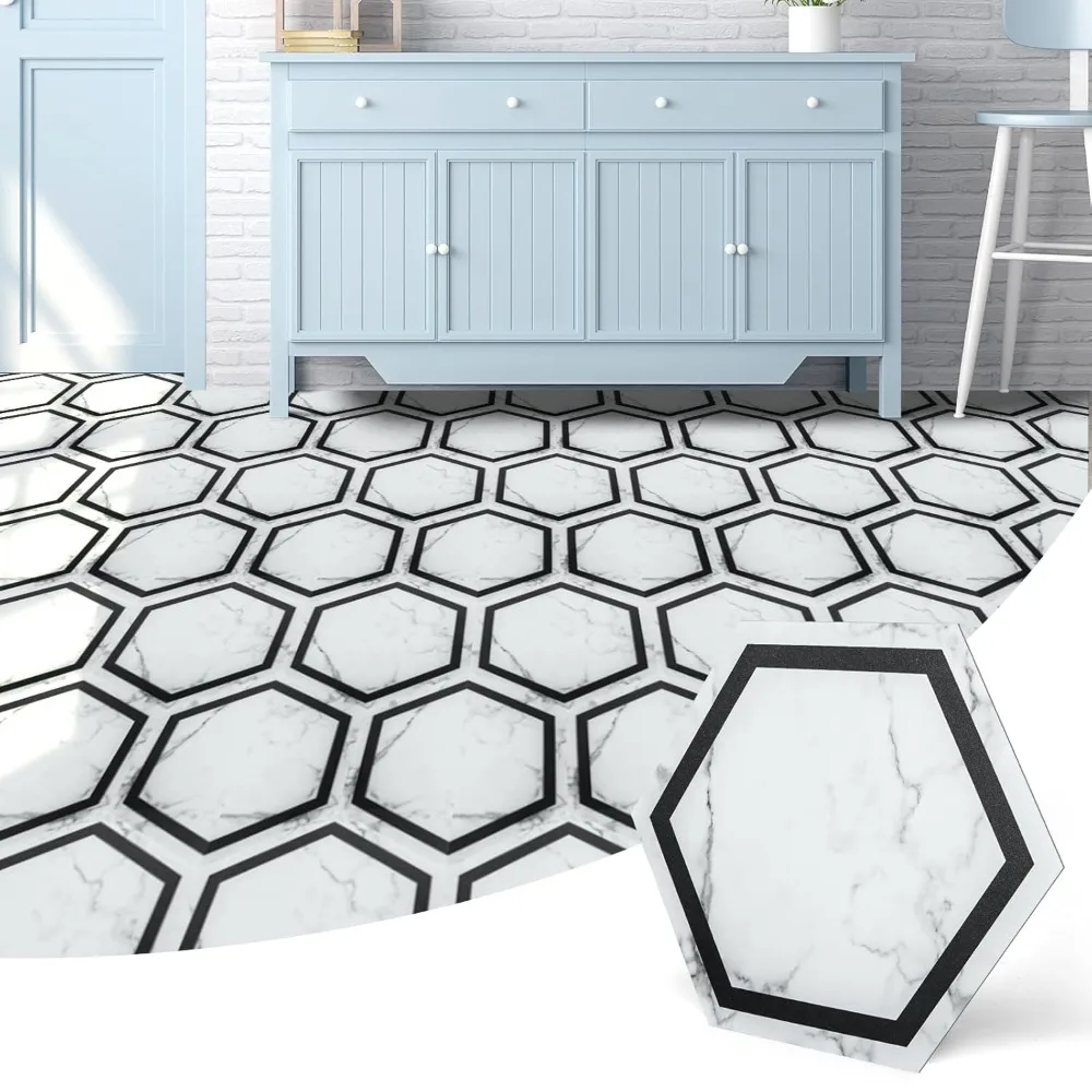 

30-Pack Marble Look, Self Adhesive Waterproof Vinyl Floor Tile 11.8" x 10.2", Garden Floor Boards