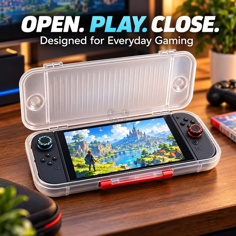 DATA FROG Chargeable Clear Case Anti-Scratch Shell Cover Compatible with Switch 2 Protective Shell & Thumbstick Grips