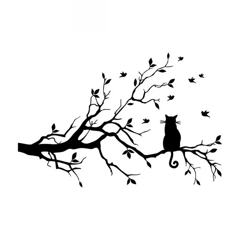 

Cat Playing Jungle Tree Creative Applique Fashion Decorative Applique Personality Pvc Waterproof Applique Black/white, 15cm*10cm