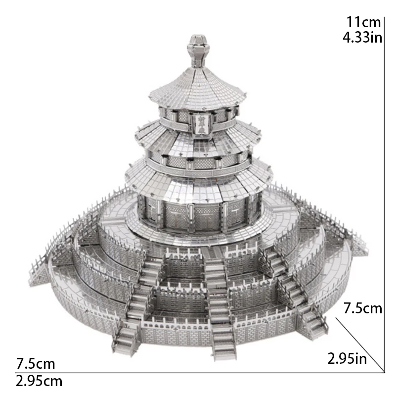 Temple of Heaven 3D Metal Puzzle model kits DIY Laser Cut Puzzles Jigsaw Toy For Children