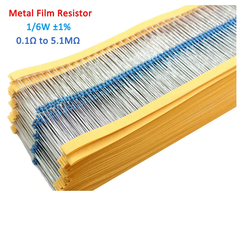 100pcs 1/6W 1% Metal film Resistors-Full Range of Values 0.1R to 5.1M
