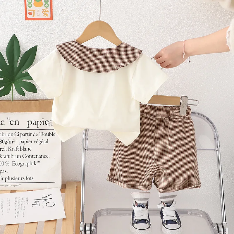 جديد الصيف طفل الفتيات الملابس دعوى الأطفال تي شيرت السراويل 2 قطعة/مجموعة ملابس الاطفال طفل أزياء عارضة زي ملابس الرضع #5