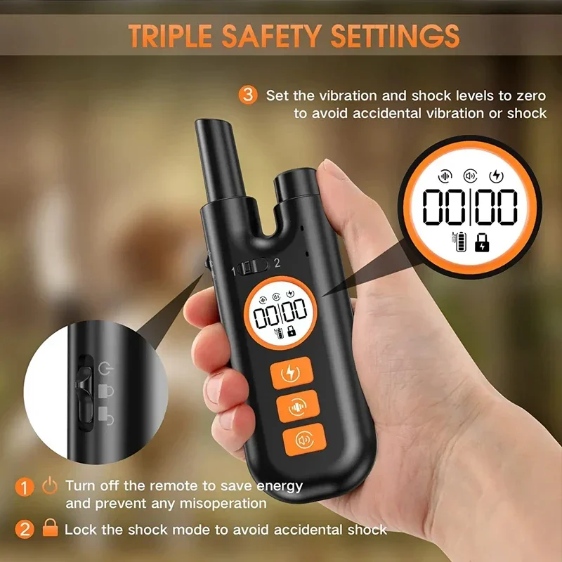 

Ошейник для дрессировки собак с электрошоком, 3 режима, 800 м