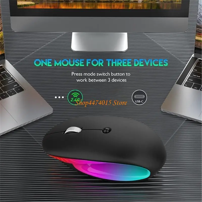 K1AA Wireless Maus 2,4 GHz 5.1 2400DPI Einstellen wiederaufladbare LED -optische Maus mit Ruhe für Büro und Spiele