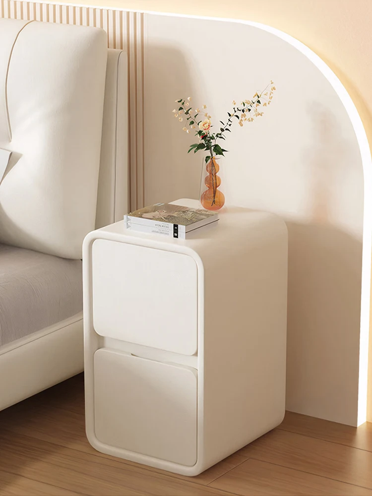 طاولة بجانب السرير من الخشب الصلب مع أدراج وطاولة ليلية مع سطح جلدي وخزانة بجانب السرير لغرفة المعيشة وأريكة مساحة صغيرة #6