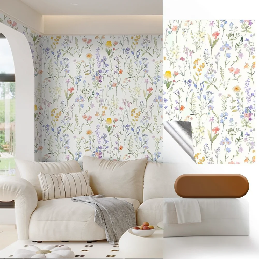 Vintage Floral Self Adhesive Wallpaper French Art Wall Sticker For Home Furniture Cabinet Renovation Peel Stick Decal Paper