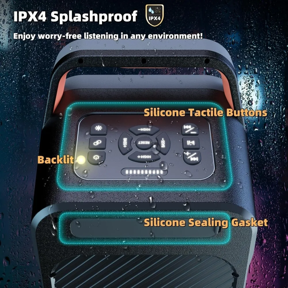 Portable Bluetooth Speaker: 240W Peak Powerful Loud Sound Deep Bass Wireless Boombox Large Subwoofer 15 Hours Battery Life Fast