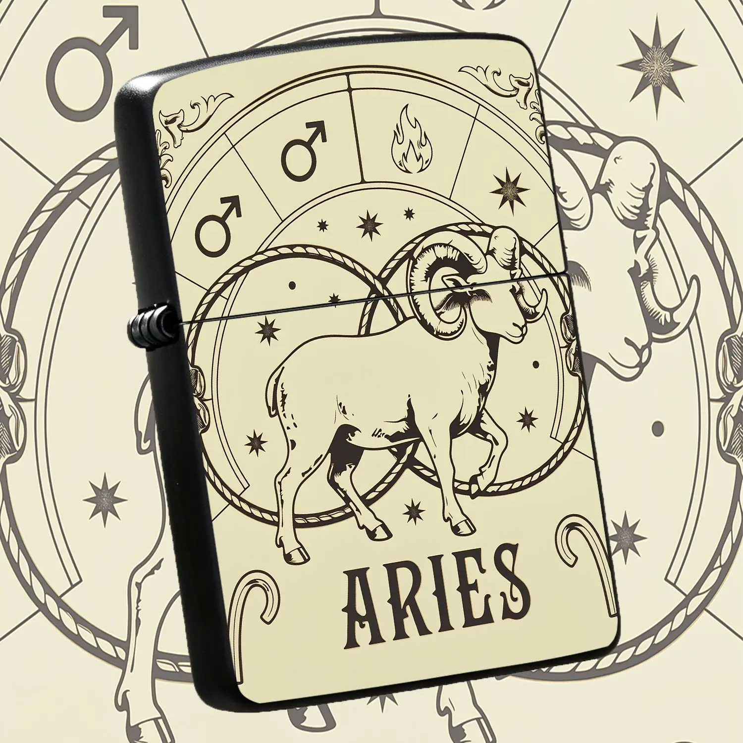 Vintage Aries Zodiac Themed Lighter, Retro Astrologysign Mars Symbol Decor, Portable Stylish Accessory For Daily Multi-Scene Use, Thoughtful Unique Gift For Zodiac Enthusiasts Friends   A Humorous And Interesting Lighter