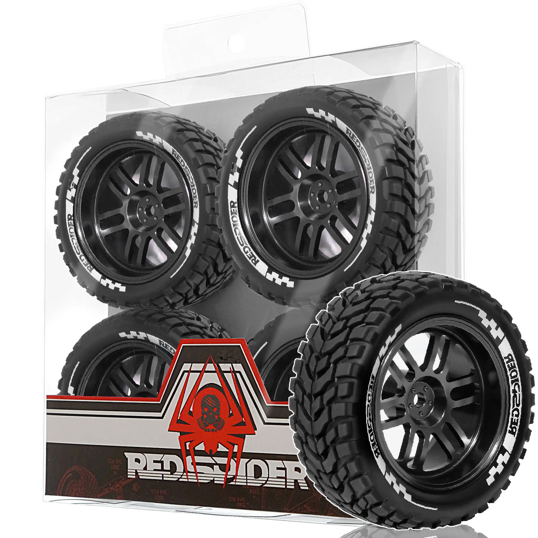 RED SPIDER 4Pcs 1/10 RC Metal Wheels & Rubber Rally Tires 12mm Hex Hub for 1:10 RC Touring Rally Car TT01 TT02 XV02 Accessories