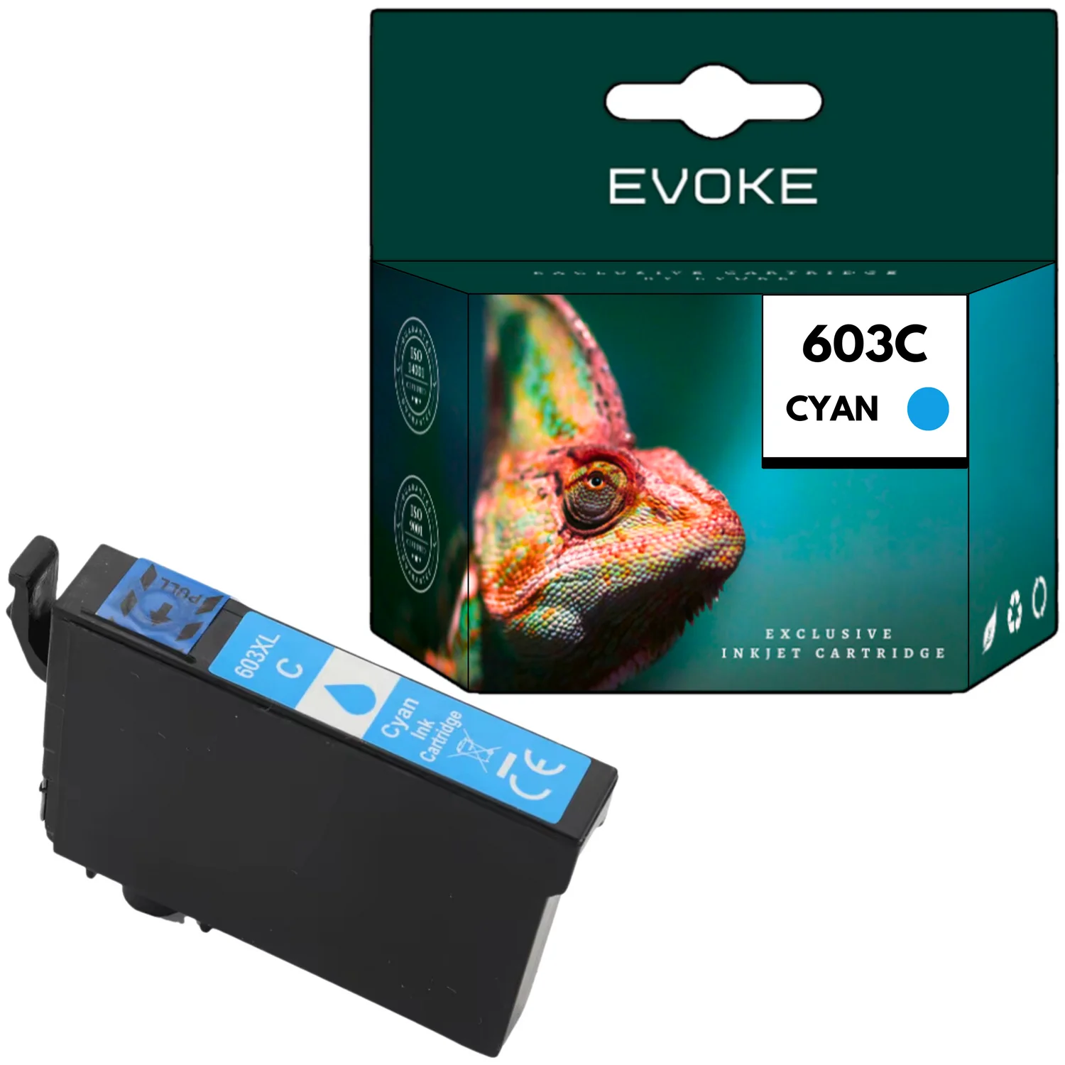 Evoke Compatibele Inkt voor Epson 603XL 603 XL C13T03A24010 Cyaan 12 ml 1050 Stron Expression Home Xp-2100 2105 2150 2155 3100 3150 3155 4100 4105; Workforce Wf-2810Dwf 2830Dwf 2835Dwf 2850Dwf