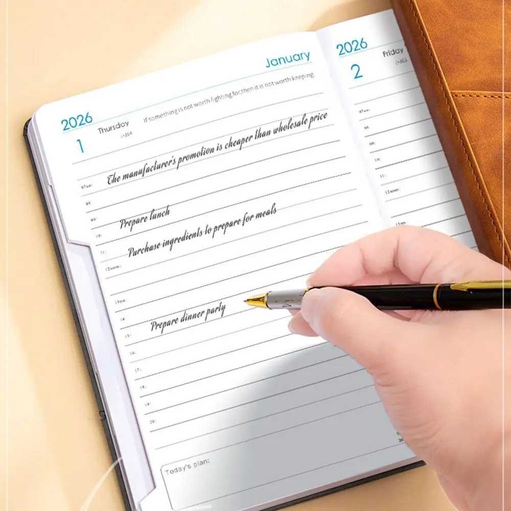

English 2026 Schedule Planner Notepad 12 Months Wear-resistant A5 Agenda Planning Notebook Portable Simple Diary Writing Pads