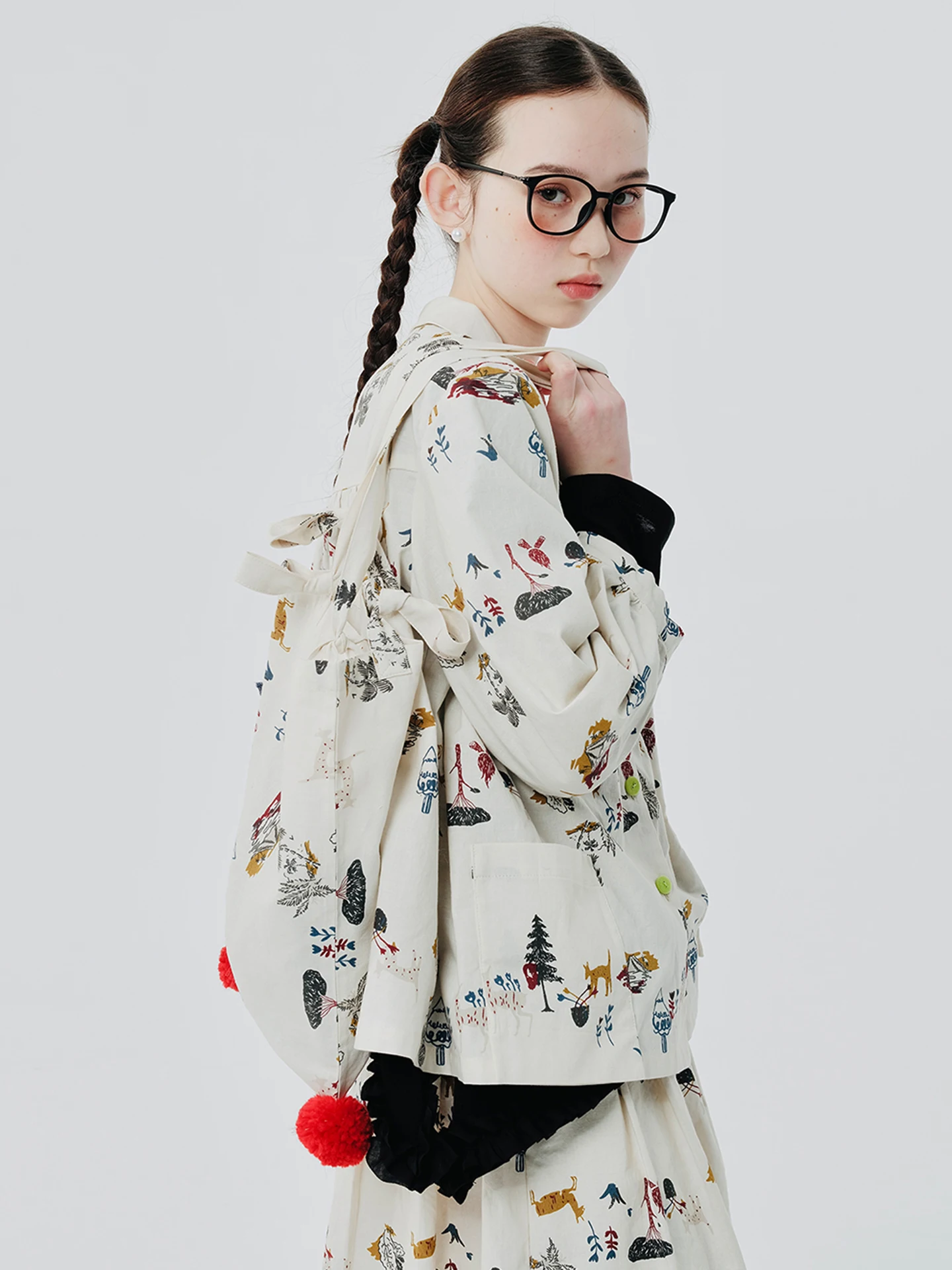 imakokoni 2025 Autumn New Arrival Pure Cotton Deer Forest-Style Long-Sleeve Shirt Coat Cardigan for Women 244523 - Image 4