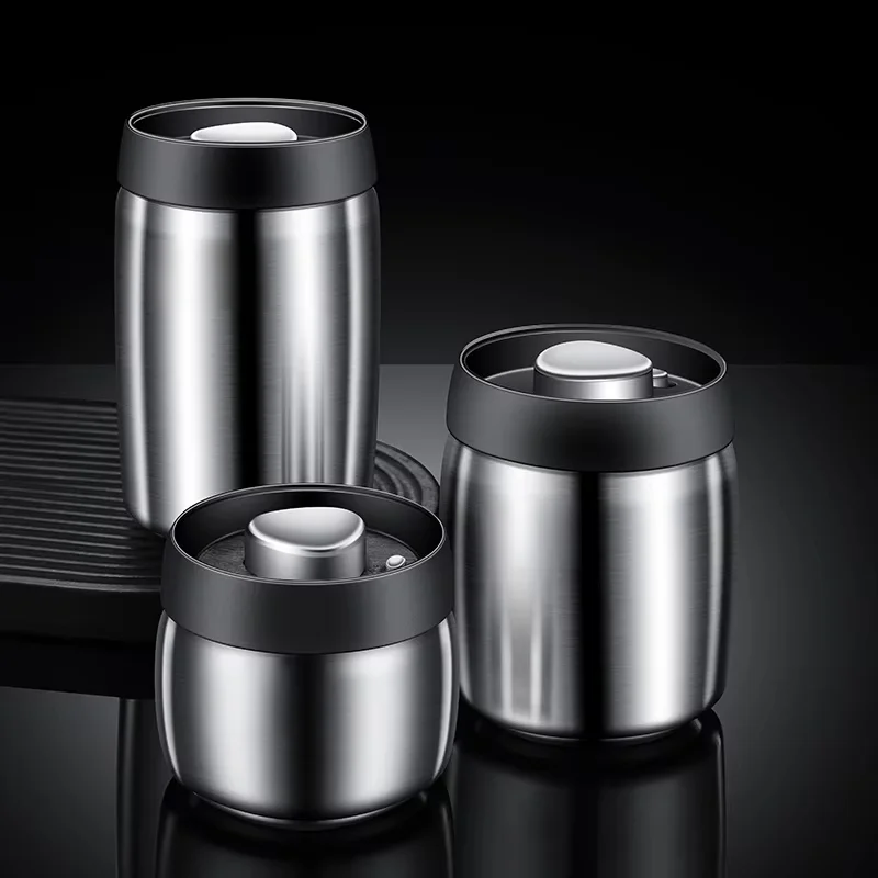 

Vacuum sealed tank Coffee bean storage tank Household 304 stainless steel food storage Jars moisture-proof sealed container