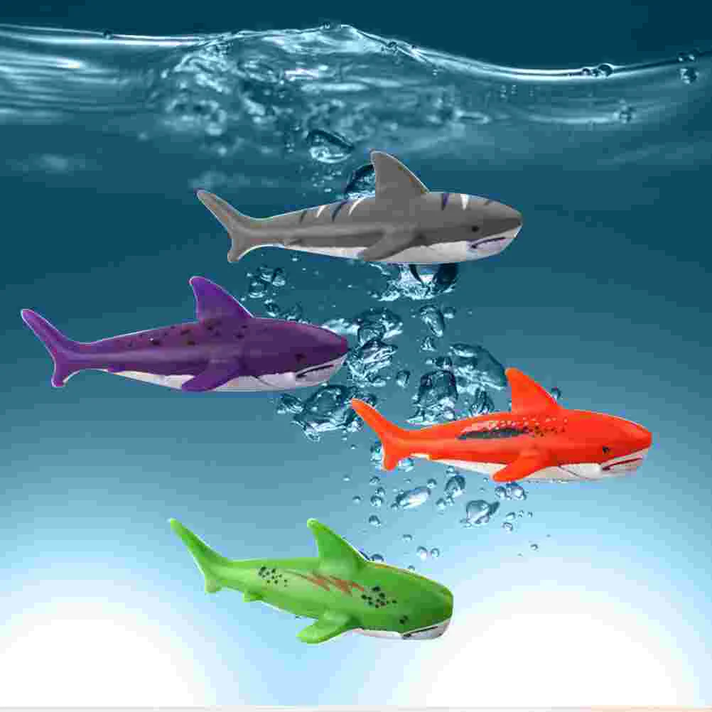 4 Pcs Diving Toys Gliding Shark Throwing Rockets for Swimming Pool Use Dive Duoy Shark Toys Swimming Toys