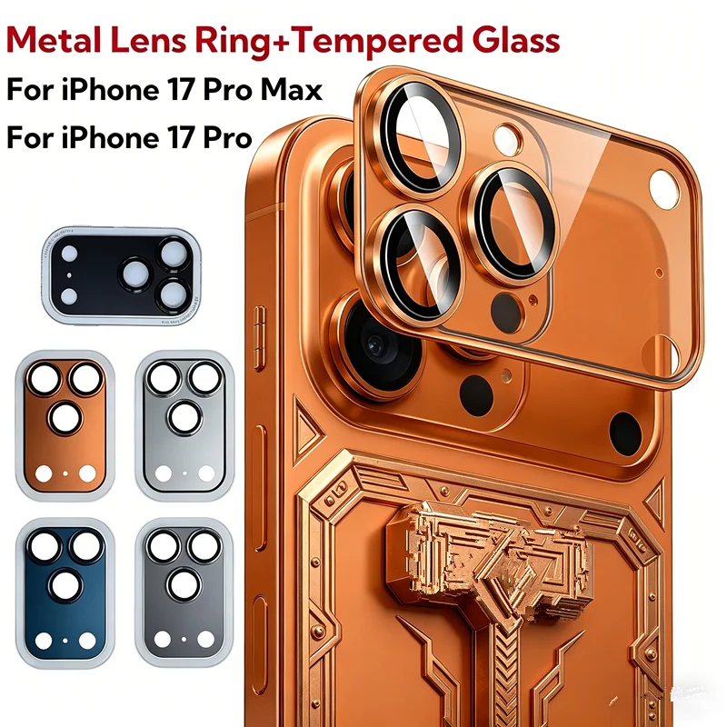 

For iPhone 17 ProMax 17Pro Lens Ring Cap Metal Camera Cover Alloy Black Tempered Glass Lens Protector for iPhone 17 pro Max