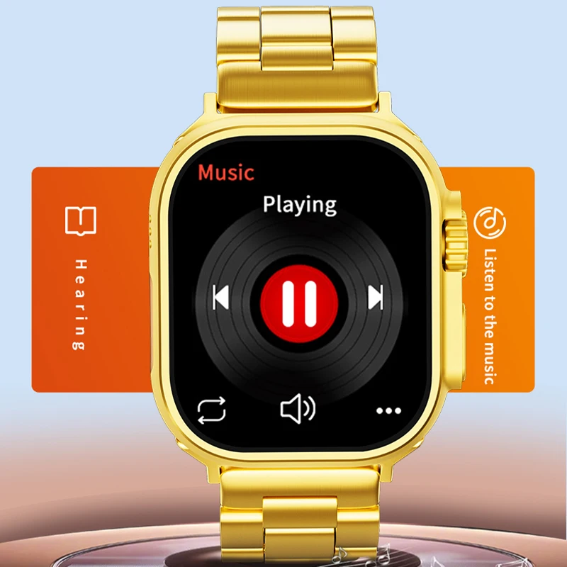 Luxury Golden Smart Watch Wireless Health Monitoring Waterproof Monitoring Full Screen Touch Wristwatch for Sport Smartwatch