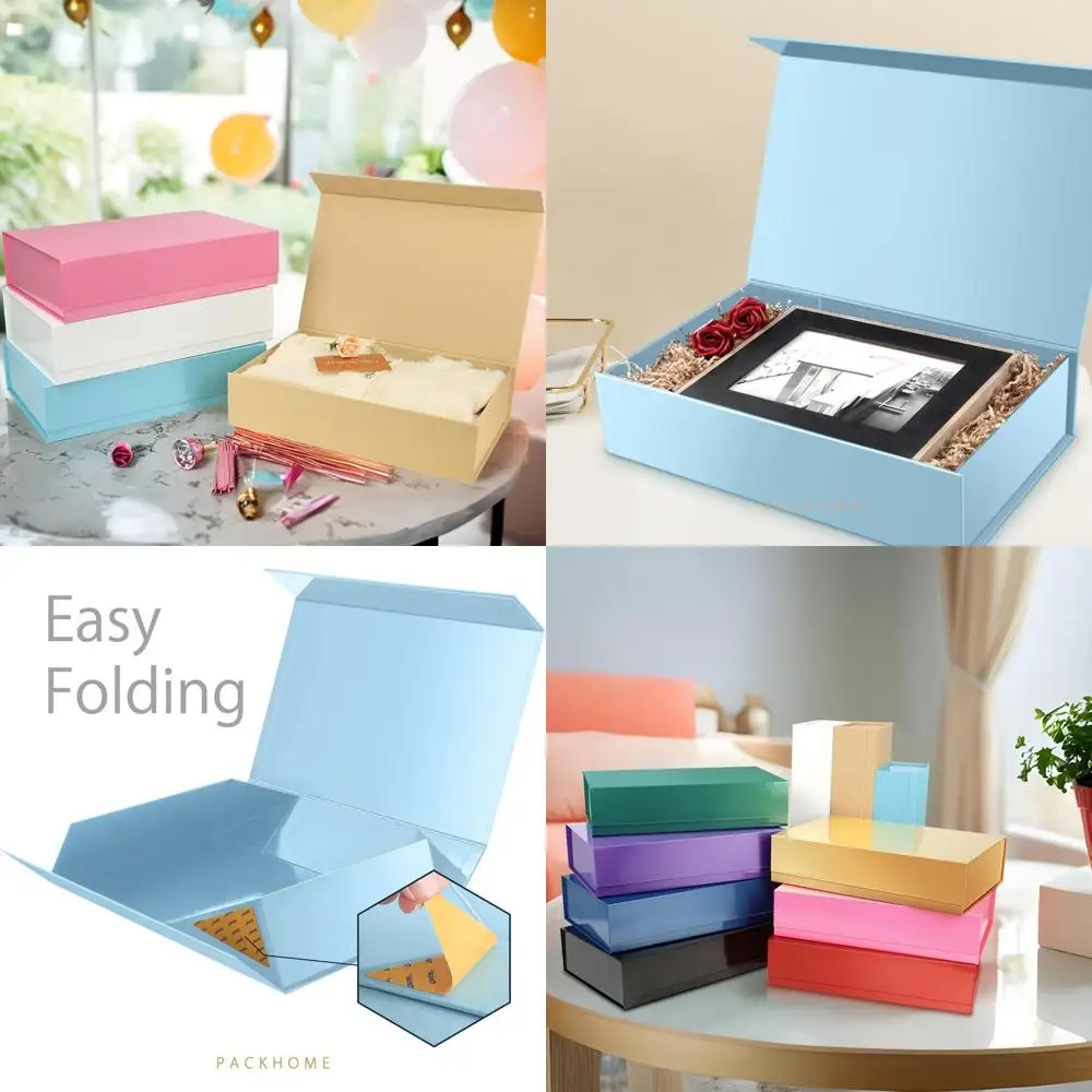 Cajas para camisas extragrandes resistentes con tapas magnéticas, 17,5x11,3x4,3 pulgadas, ideales para ropa y regalos grandes, azul claro brillante