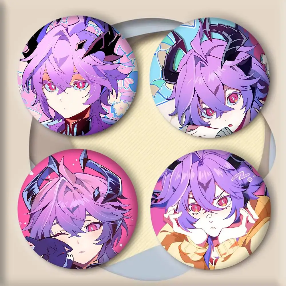 Anime Game Genshin Impact Durin Badge Tinplate Round Laser Cartoon Brooch Clothes Backpack Accessories Lapel