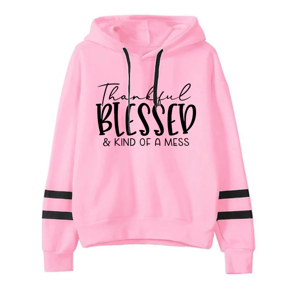 

Blessed Sweatshirt Thankful Grateful Print Hoodie Thanksgiving Day Clothes Women Thanksgiving Fall Tops Hoodies Women L