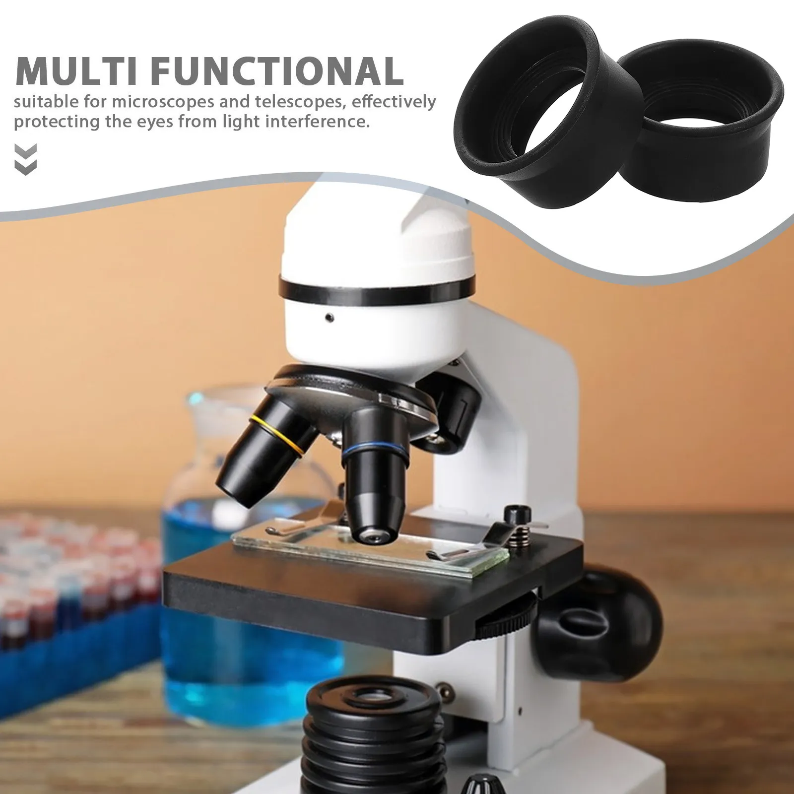 2Pcs Rubber Eyepiece Protector Set for Microscope and Binoculars Eye Shield Guards Easy Install Anti-Strain Eye Cup Covers Wide